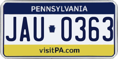 PA license plate JAU0363