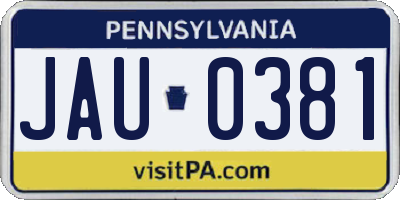 PA license plate JAU0381