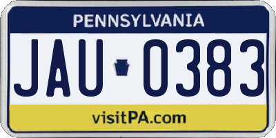 PA license plate JAU0383