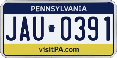 PA license plate JAU0391