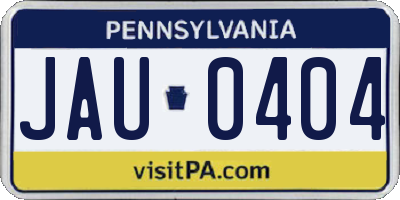 PA license plate JAU0404