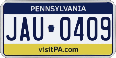 PA license plate JAU0409