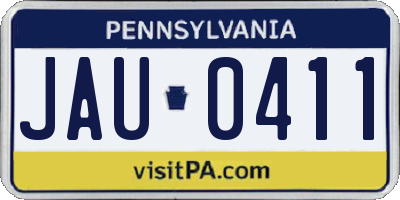 PA license plate JAU0411