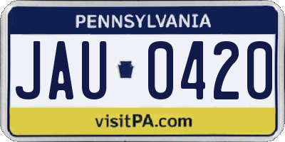 PA license plate JAU0420
