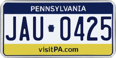 PA license plate JAU0425