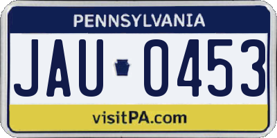 PA license plate JAU0453