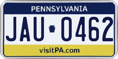 PA license plate JAU0462
