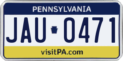PA license plate JAU0471
