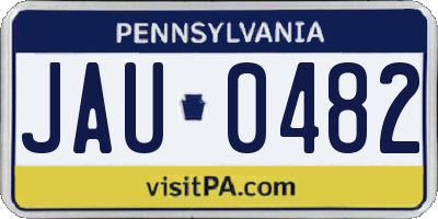 PA license plate JAU0482