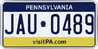 PA license plate JAU0489