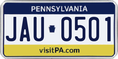 PA license plate JAU0501