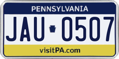 PA license plate JAU0507