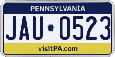 PA license plate JAU0523