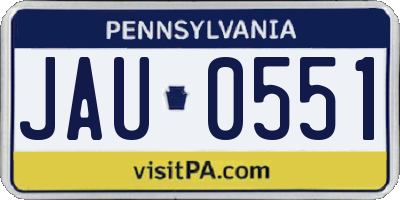PA license plate JAU0551