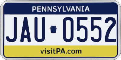 PA license plate JAU0552