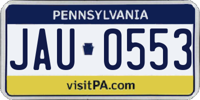 PA license plate JAU0553