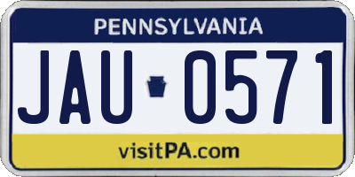 PA license plate JAU0571