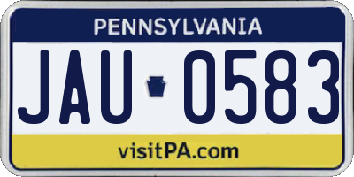 PA license plate JAU0583