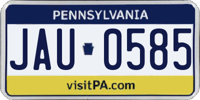PA license plate JAU0585
