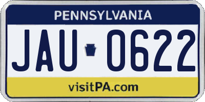PA license plate JAU0622