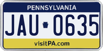 PA license plate JAU0635