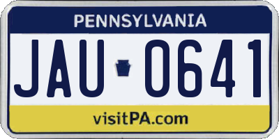 PA license plate JAU0641