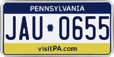 PA license plate JAU0655