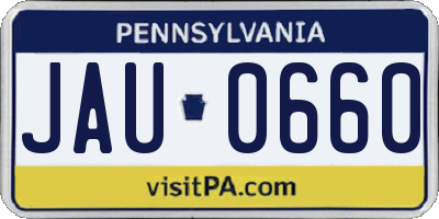 PA license plate JAU0660