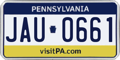 PA license plate JAU0661