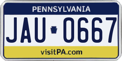 PA license plate JAU0667