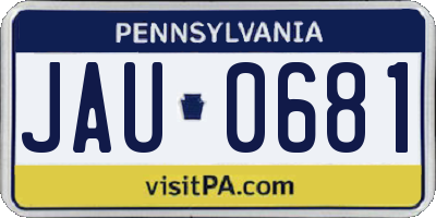 PA license plate JAU0681