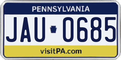 PA license plate JAU0685