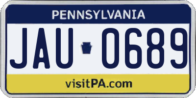 PA license plate JAU0689