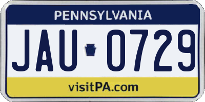 PA license plate JAU0729
