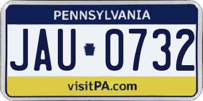 PA license plate JAU0732