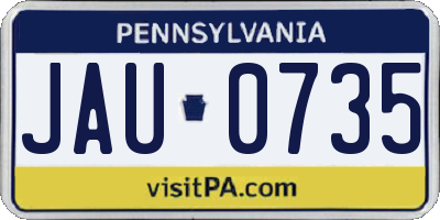 PA license plate JAU0735