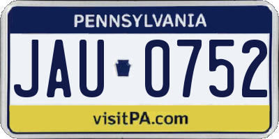 PA license plate JAU0752
