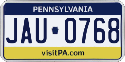 PA license plate JAU0768