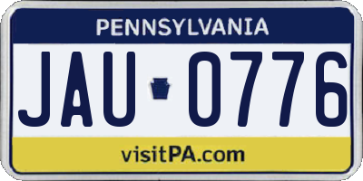 PA license plate JAU0776