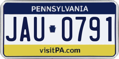PA license plate JAU0791
