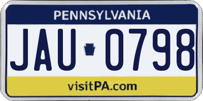 PA license plate JAU0798