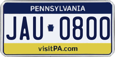 PA license plate JAU0800