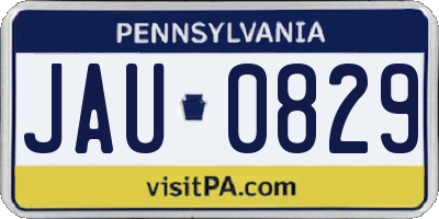 PA license plate JAU0829
