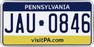 PA license plate JAU0846