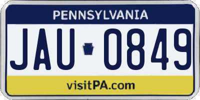 PA license plate JAU0849