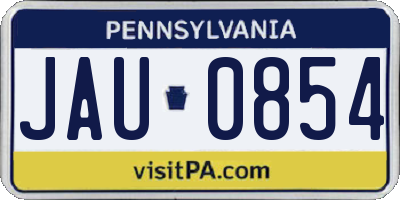 PA license plate JAU0854