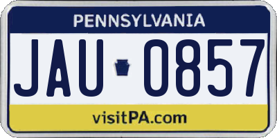 PA license plate JAU0857