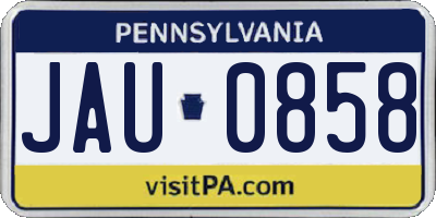 PA license plate JAU0858