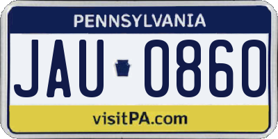 PA license plate JAU0860