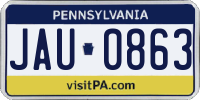 PA license plate JAU0863